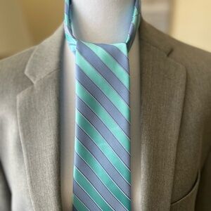 Jones New York Aqua and Lavender Striped Repp Necktie